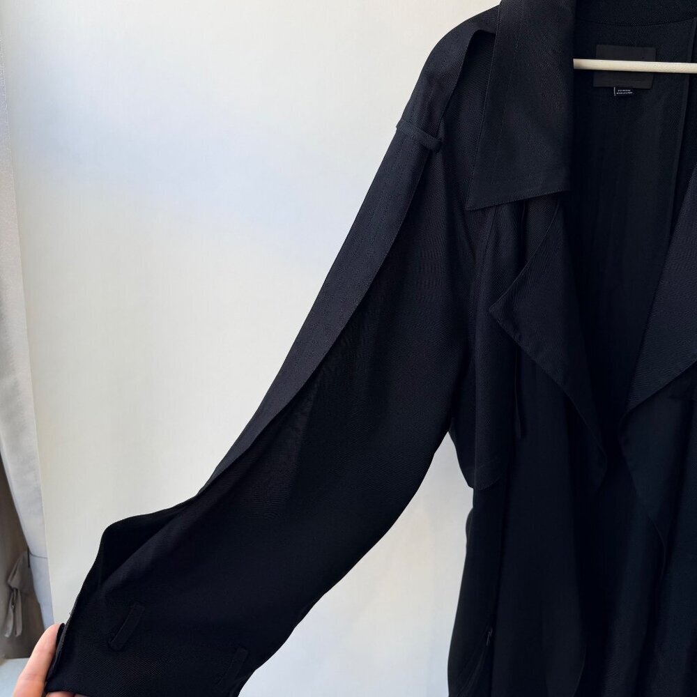 Alexander Wang Black Lightweight Belted soft oversized Trench Coat – Size M Q6 - Picture 6 of 13